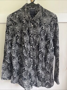 Chaps Black & White Paisley Button-Front Shirt
